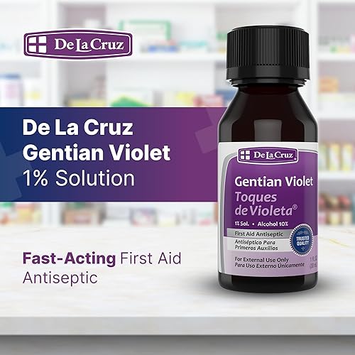 Miniatura 2 de De La Cruz Violeta de Genciana - Violeta de Genciana - Tintura de Violeta 1% Antiséptico de Primeros Auxilios, 1 FL OZ (4 Botellas)