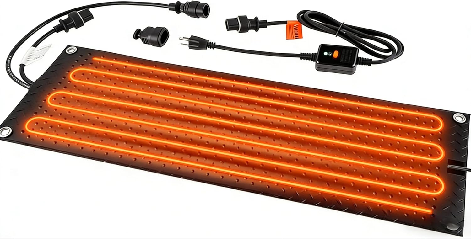 Snow Melting Mats Outdoor 10x30 Inch for Winter Snow Removal, Heated Outdoor Mat Melting Snow from Outdoor Steps Stair Sidewalk Walkways Driveways Non-Slip Rubber