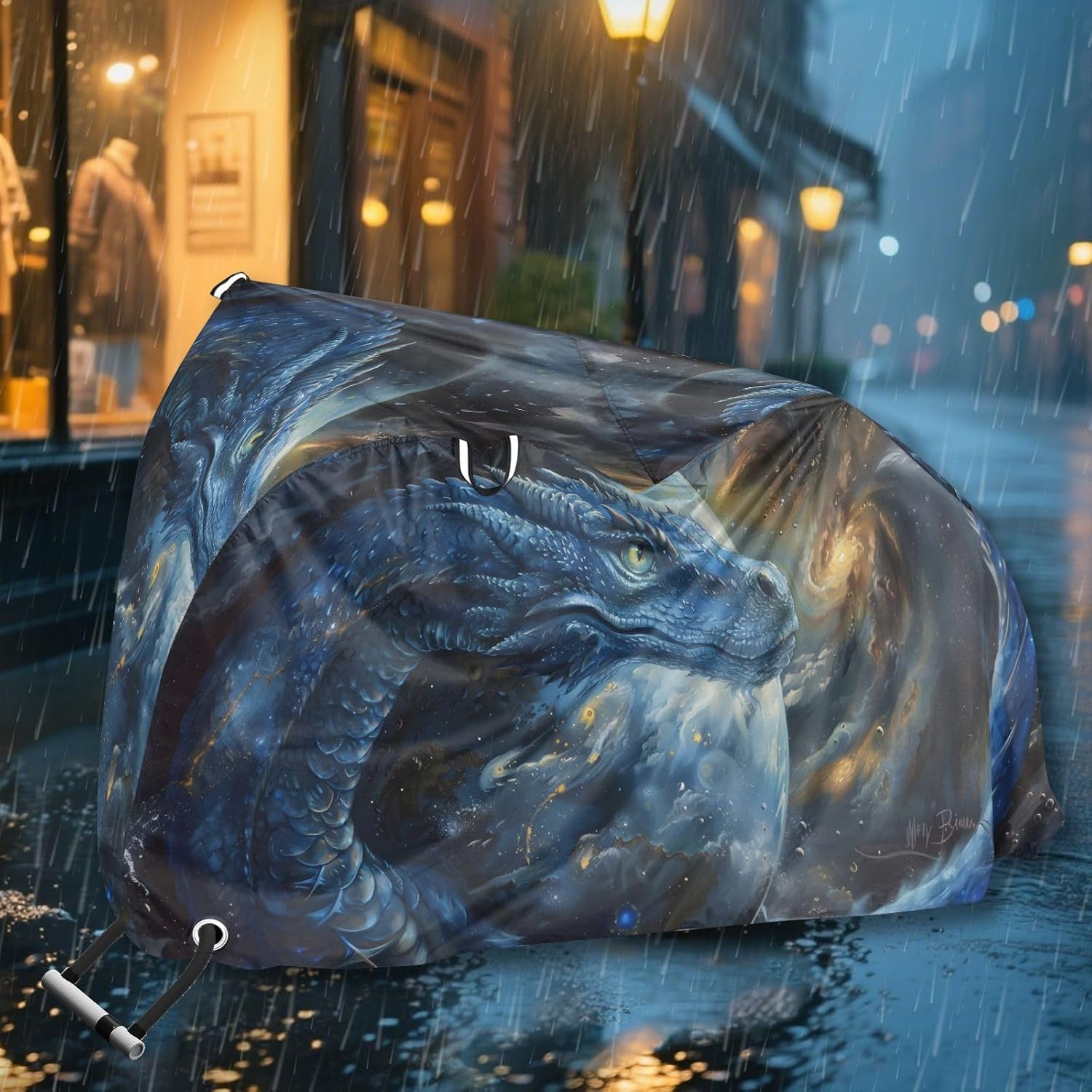 ALAZA Blue Dragon Galaxy Bike Cover Waterproof Outdoor Ebike Bicycle Covers Tarp Protection for 1/2 Bikes, Sun UV Dust Wind Proof