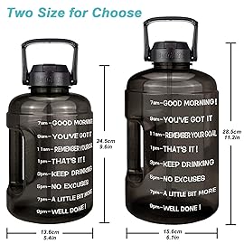 QuiFit Half Gallon Water Bottle - with Straw & Motivational Time Marker Leak-Proof BPA Free Reusable Gym Sports Outdoor Large(73OZ) Capacity Water Jug(Black,Half Gallon)