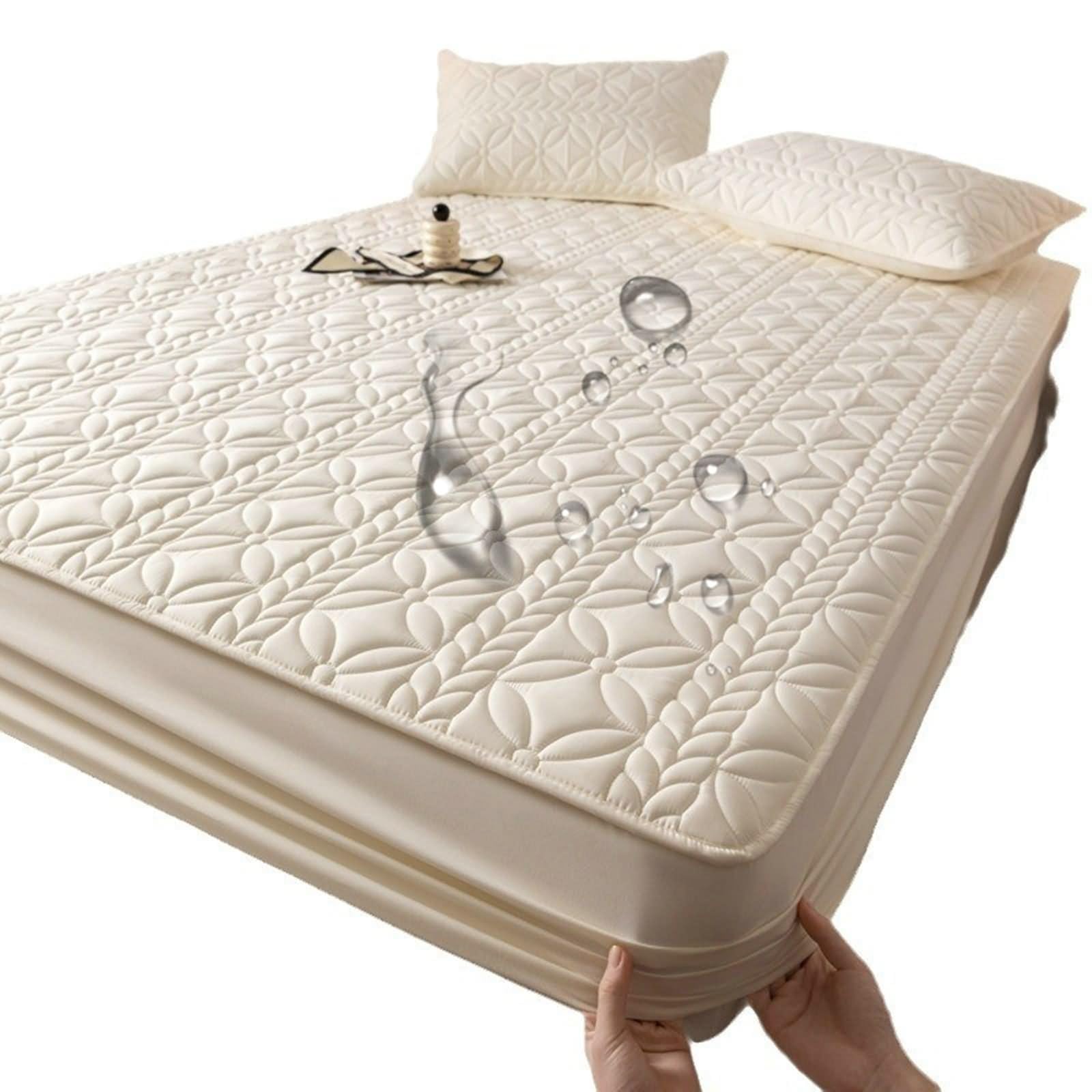 Bettlaken Topper, Bed Sheets Aesthetic Beige Weiß Blumen Weizen Muster Gewaschene Baumwolle 180x200cm