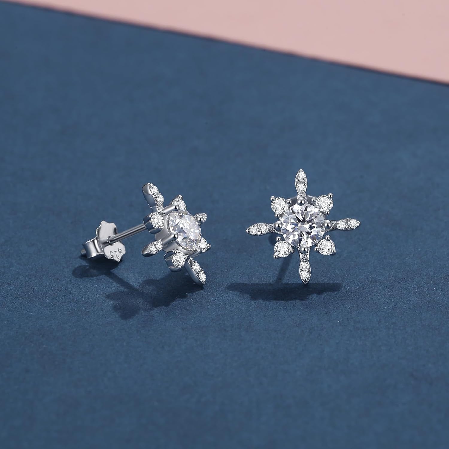 Moissanite Stud Earrings for Women,1.28CTTW D Color Round Cut Moissanite Earrings 925 Sterling Silver Moissanite Earrings,Birthday Christmas - Image 3