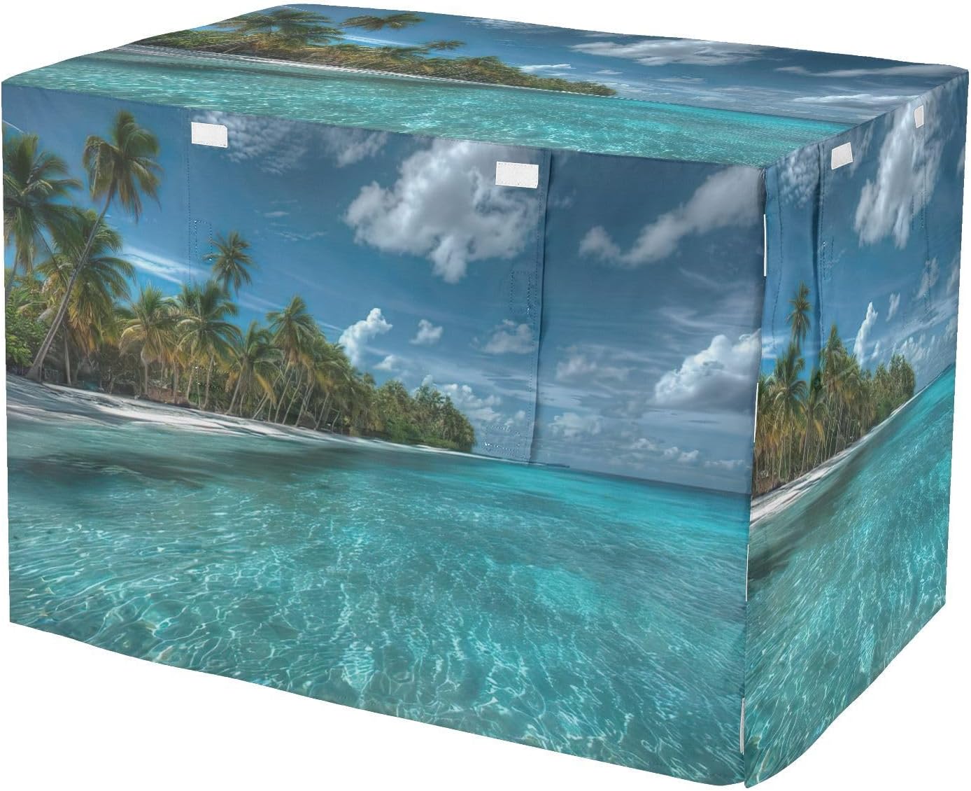 Tropical Beach Pet Cage Cover with Openings, Breathable Indoor Dog Crate Cover for Medium Dogs, X-Large