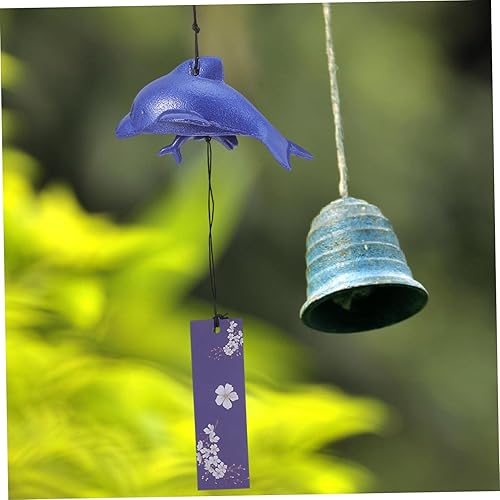 Miniatura 6 de VICASKY Campana de viento japonesa de hierro fundido para exteriores, decoración de delfín, adornos de campana de metal, campana colgante