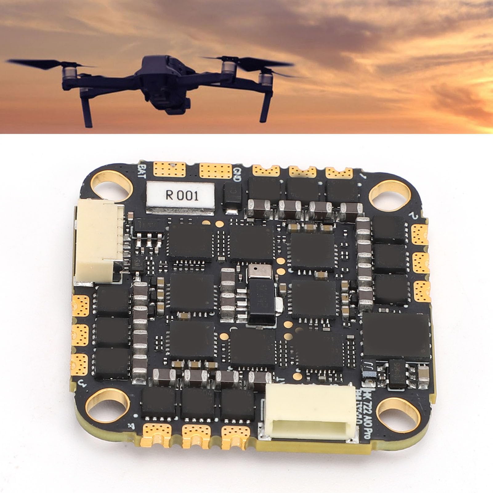 Keenso Płytka Kontrolera Lotu, Procesor STM32F722RET6 4 w 1 ESC, 32-bitowa Płytka Obwodu Sterującego Lotem z Podwójnymi żyroskopami 42688 do Wyścigów Dronów FPV i Filmowania z Powietrza
