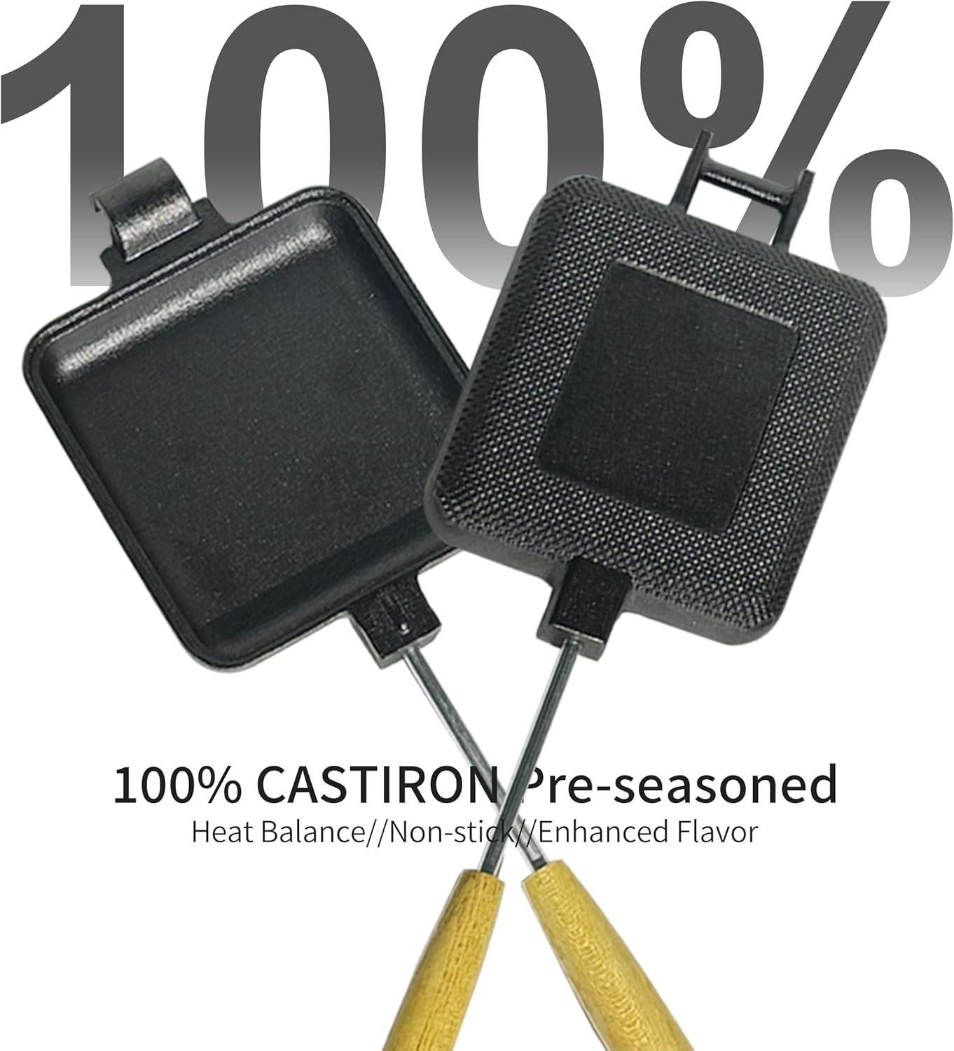 MiniSnack Cast Iron Pie Maker Sandwich Press for Camping and Stovetop, Double Mini Pan for Steak and More with Storage Bag and Recipies, Perfect for Home, Openfire Camp Cooking, Small Cooker - Image 5