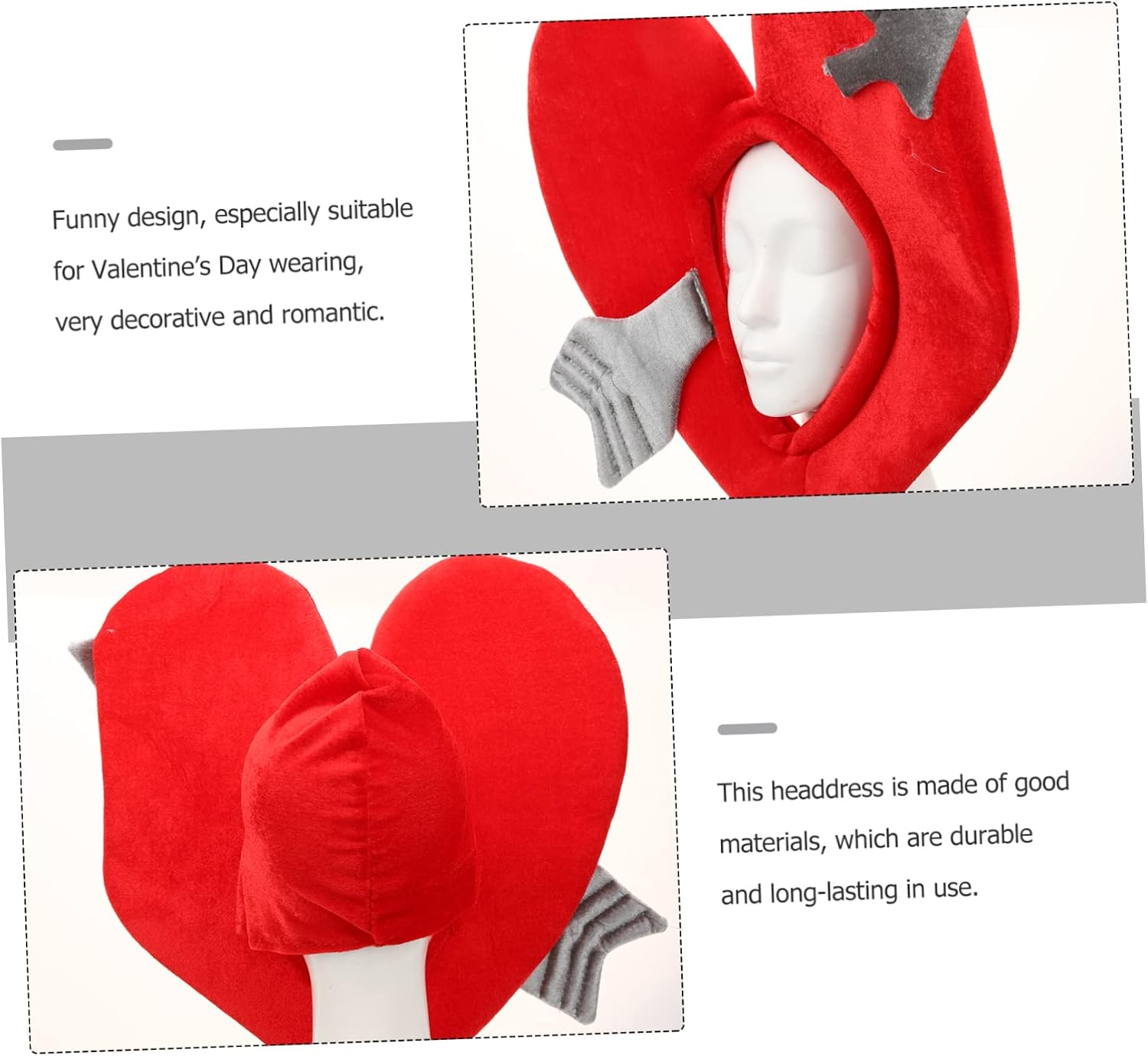 SAFIGLE 5pcs Heart Shaped Party Hat Funny Cupid Costume Accessory for Valentine Day Photo Props Creative Headdress for Couples and Group Celebrations Decorative Valentine Day Headwear