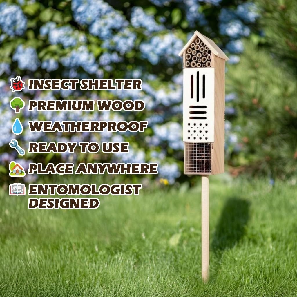 Insektenhaus aus Holz, Insektenhotel für Käfer, Bienen, Schmetterlinge, Marienkäfer, natürlicher nützlicher Insekten-Lebensraum für Garten und Hof