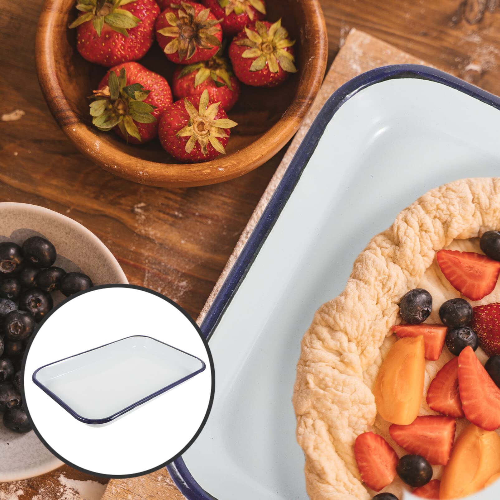 Bandeja para hornear esmaltada Bandeja rectangular para hornear Bandeja antiadherente para asar Platos para cazuela Bandeja para hornear galletas (Bianco 30x20cm)