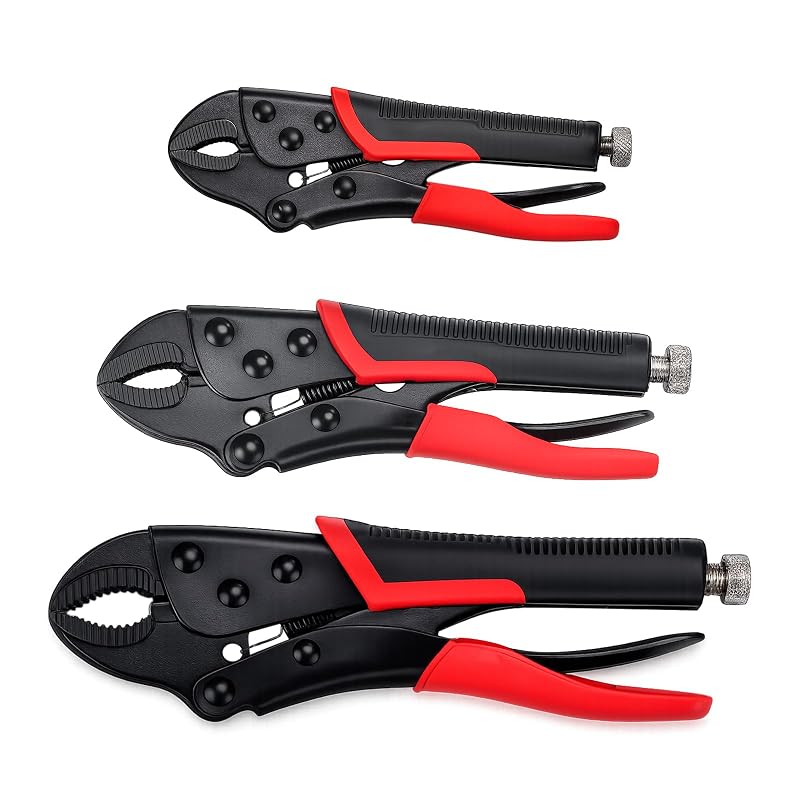 Kit de Alicates de Pressão com Mandíbula Curva BJSSBJH em 3 Tamanhos 12,7 cm, 17,8 cm e 25,4 cm