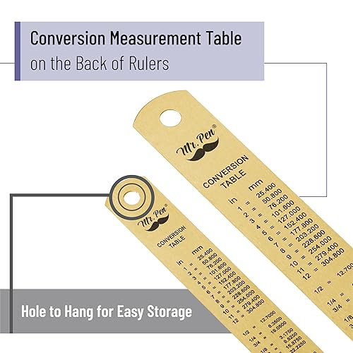 Miniatura 37 de Mr. Pen Reglas de acero, 6, 8, 12, 14 pulgadas, reglas de metal, paquete de 4