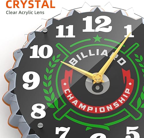 Miniatura 2 de Reloj de pared de neón, 12 pulgadas con gráficos de billar 8 bolas de billar, impresionante efecto de brillo 3D, silencioso sin tictac, para sala de