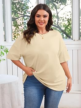 Fisoew Women's Plus Size T Shirts Oversized Tees Summer Half