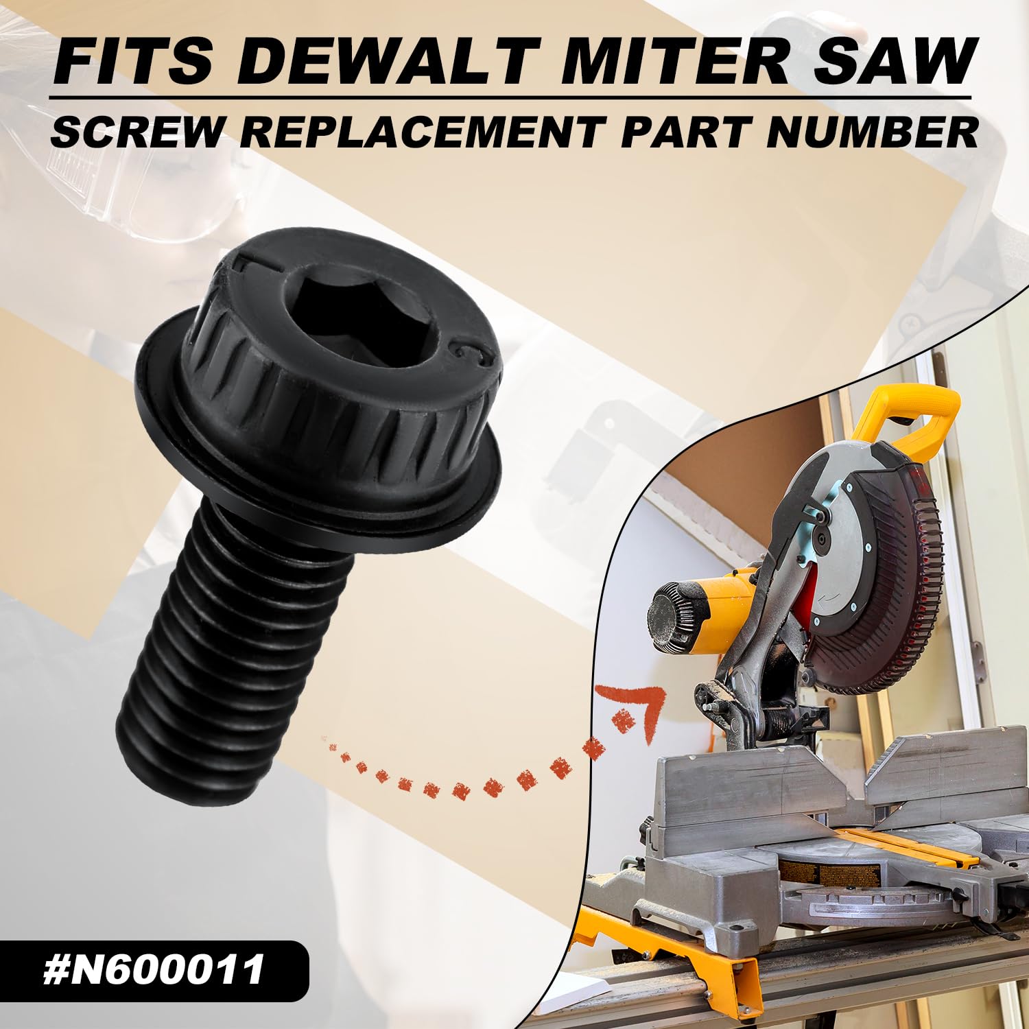 2pcs Miter Saw Blade Bolts, N600011 Miter Saw Blade Bolt Replacement Miter Saw Accessories Bolts Compatible with Miter Saw Model Series - Image 4