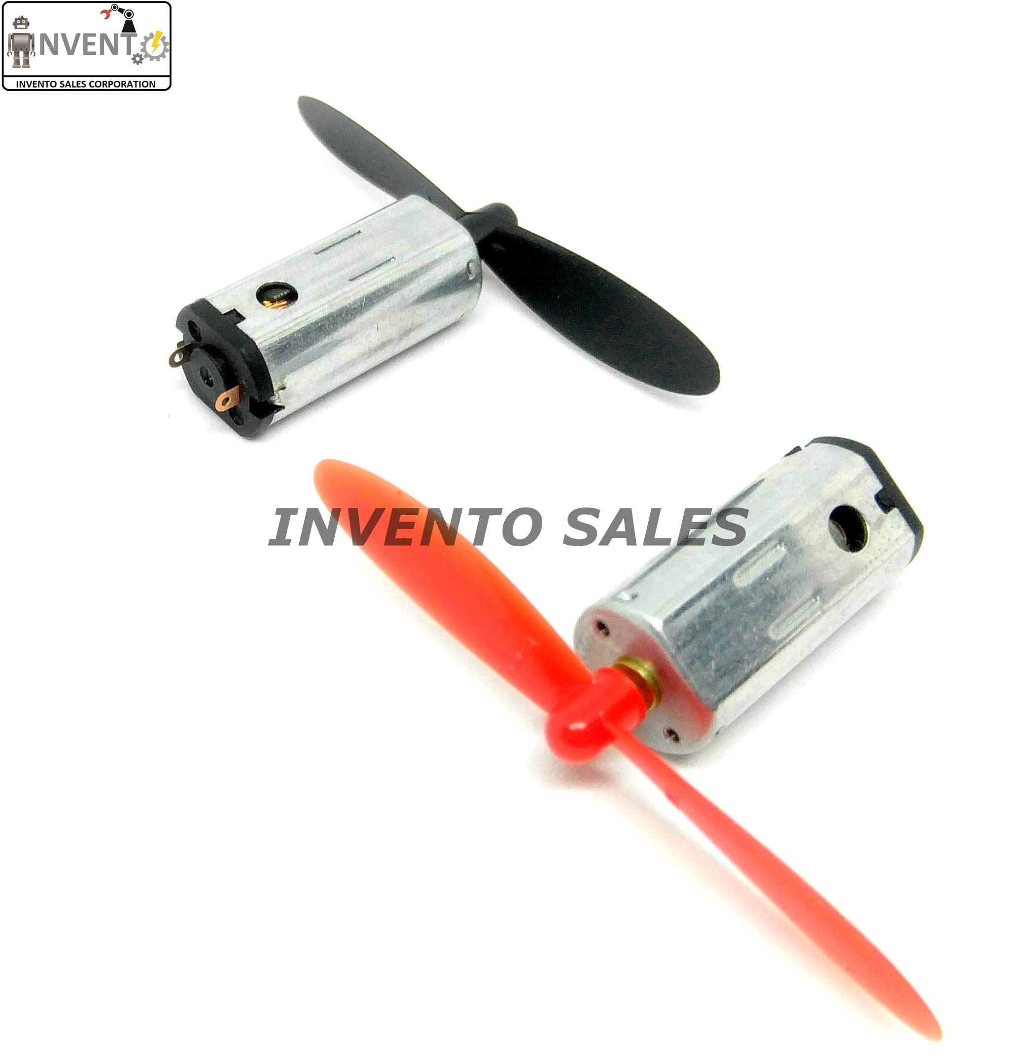 Invento 4PCS N50 3.7V - 7.4V Mini Drone DC Motor 10x12x25mm 21000 RPM + 4Pcs 55m Propeller for Airplane Helicopter Drones Toy Car Robot DIY 1