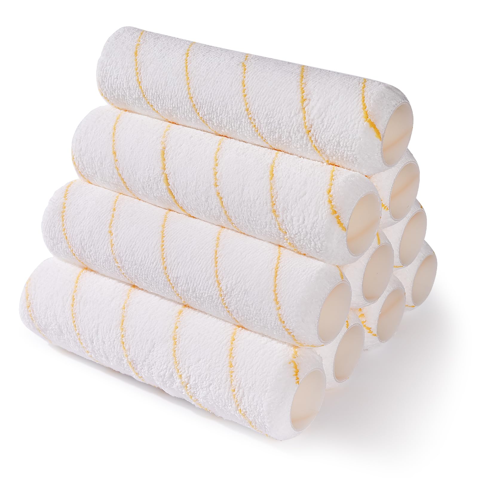 HANJKINZ 9 Inch Microfiber Paint Roller Covers, 10 Pack, Paint Rollers 9 Inch (3/8" Nap), Large Paint Rollers, Paint Supplies for Painting Walls