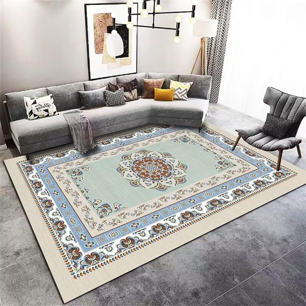 Tapis lavable doux bleu 50x80cm pour chambre fille facile à nettoyer