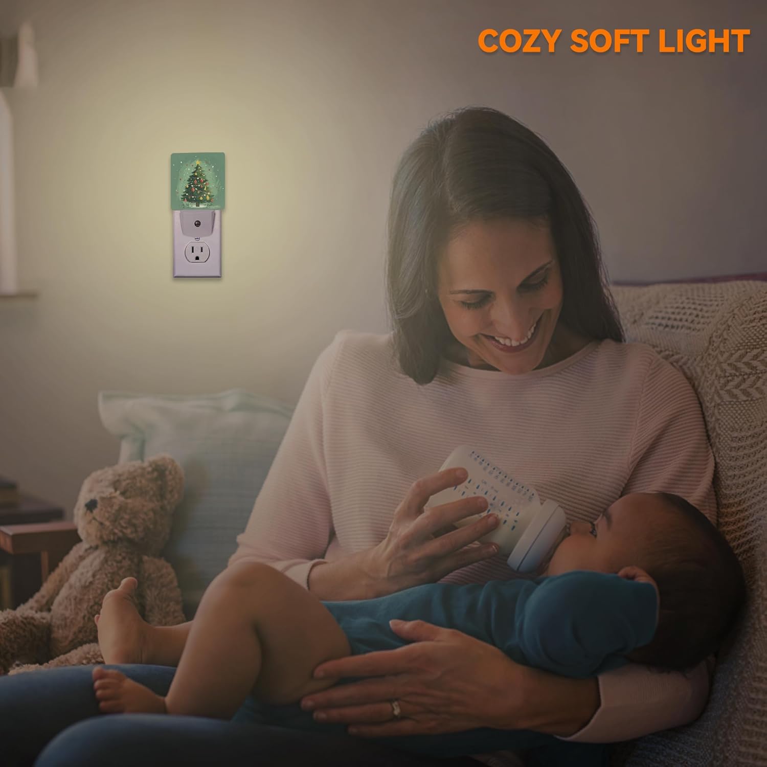 Merry Christmas Night Light,Christmas Tree Night Lights Plug into Wall for Boys Girls Bedroom Decorative Nightlight Led Lamp 0.5W Sleep Friendly