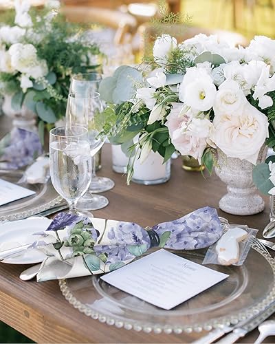 Miniatura 2 de Juego de 4 servilletas de cocina, servilletas de tela de hortensias moradas de acuarela reutilizables, lavables, para bodas, cócteles, fiestas,