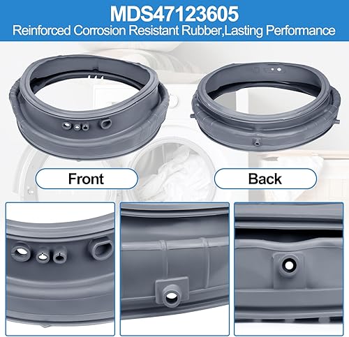 Miniatura 4 de MDS47123605 - Junta de arranque para puerta de lavadora compatible con sello de puerta de lavadora de carga frontal LG y piezas de arandela Kenmore