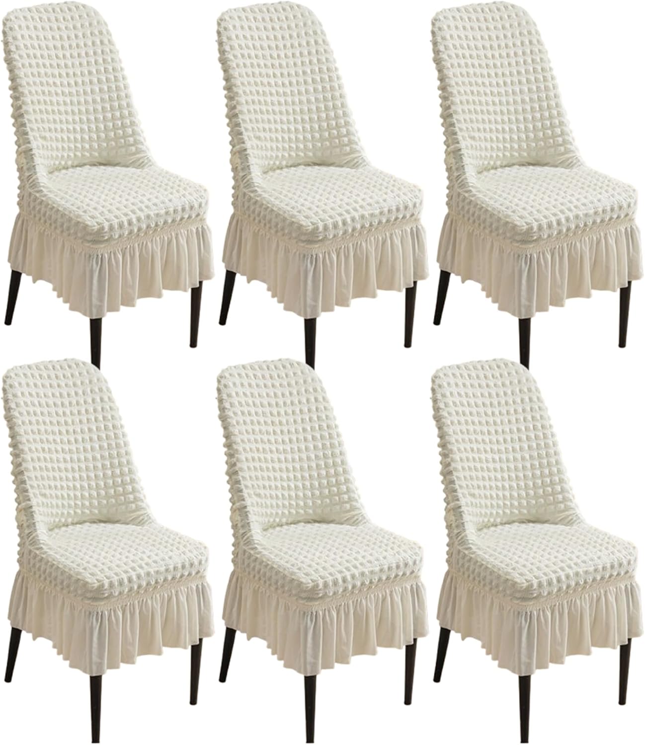 Chair Covers for Dining Room Set of 6 Stretch Chair Slipcovers with Skirt, Thickened Stretch Seat Chair Protector for Kitchen Seat Protectors,D