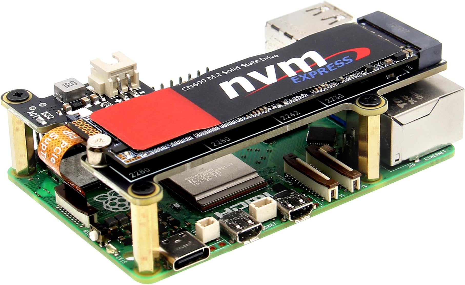 X1001 PCIe to M.2 HAT Key-M NVMe SSD PIP PCIe Peripheral Board for Raspberry Pi 5