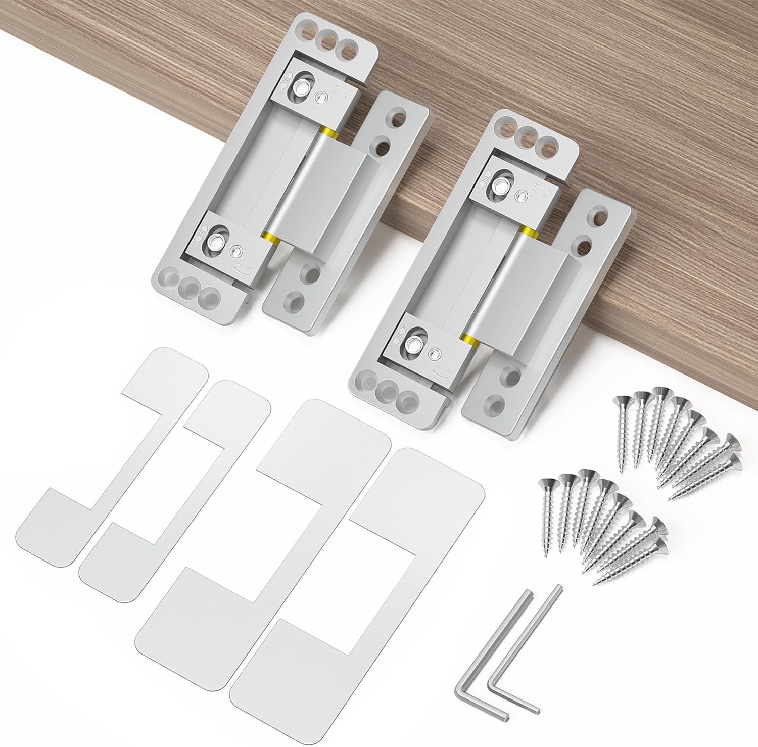 Hidden Door Hinges 2pack Ultra-Thin Concealed Hinge for Secret Door Invisible Hinge Adjustable Silent and Smooth Hidden Hinges for Doors