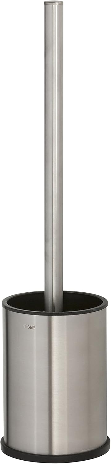 Tiger Colar Free Standing Toilet Brush Set, Stainless Steel, Brushed Stainless Steel, 38.4 x 9.3 x 9.3 cm