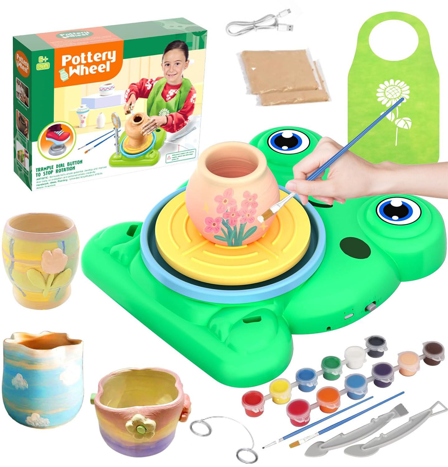 NALACAL Pottery Wheel for Kids, Complete Pottery Painting Kit Arts and Crafts with Air Dry Clay Art Supplies for Kids Toys Girls Boy Birthday Gift, forKids Ages 8-12