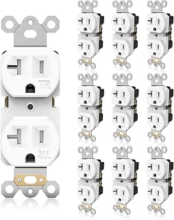 TOPELER 10-Pack 20A Tamper-Resistant Duplex Wall Outlets, UL-Listed Self-Grounding Receptacles for Home & Commercial, White