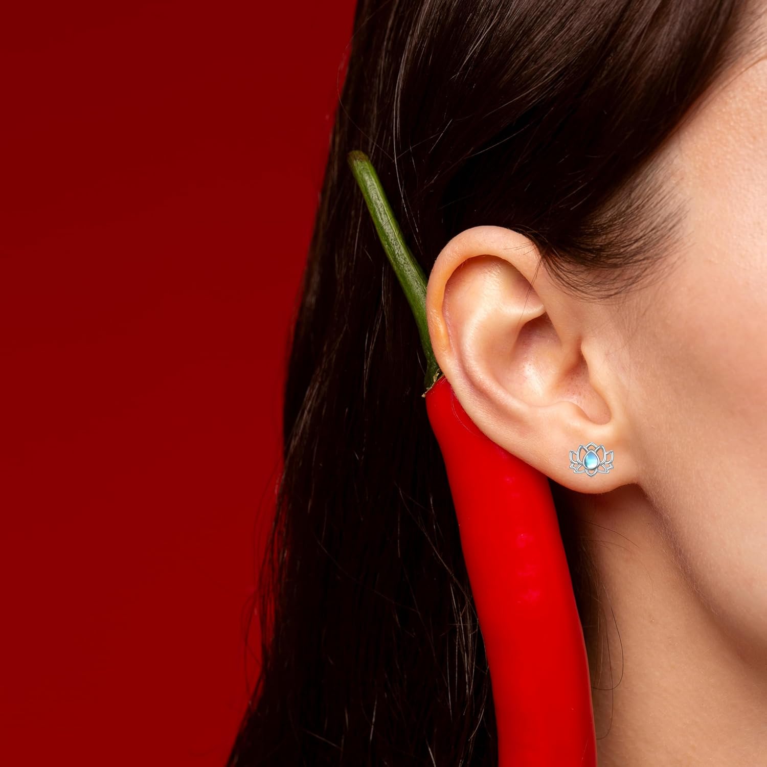 Moonstone Lotus Stud Earrings for Women 925 Sterling Silver Lotus Earrings Studs Yoga Spiritual Lotus Jewelry Gifts for Women - Image 4