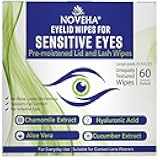 NOVEHA Eyelid Wipes - For Delicate Lashes and Eyelids - With Hyaluronic Acid, Chamomile, and Aloe Vera - Individually Wrapped Pre-moistened Pads (60 Wipes)