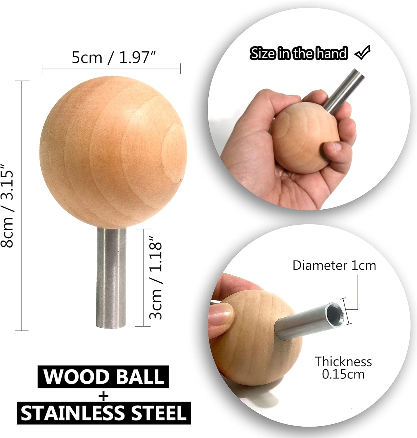 UPTTHOW Auxiliary Tool for Attaching Safety Eyes and Washers for Dolls | 1pc, wooden and stainless steel, finger saver, doll eyes and noses for amigurumi, doll DIY install tool