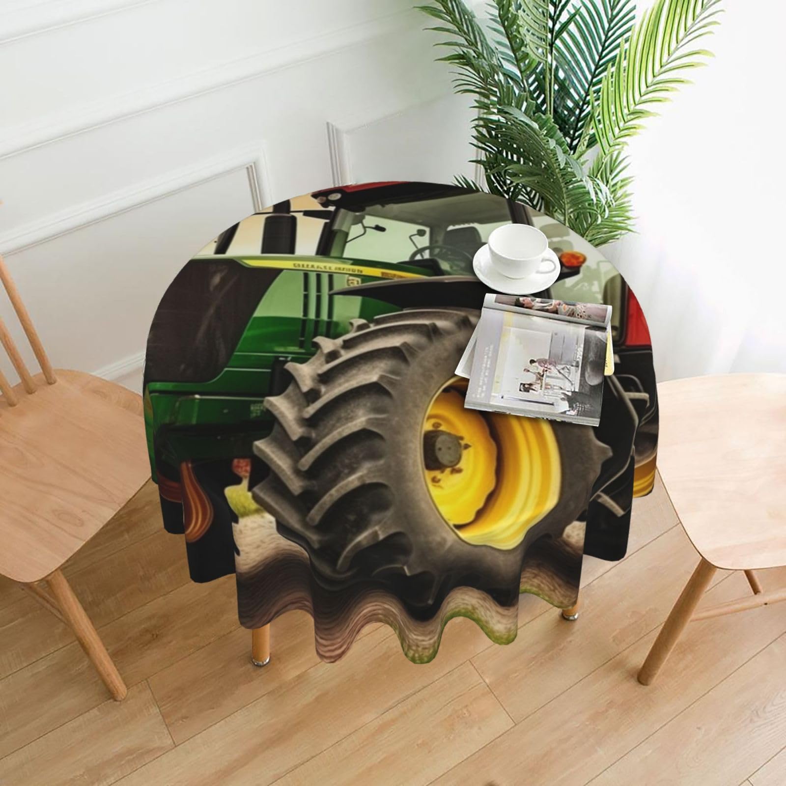 Nappe ronde tracteur 152,4 cm imperméable nappe de table anti-tache décoration fête