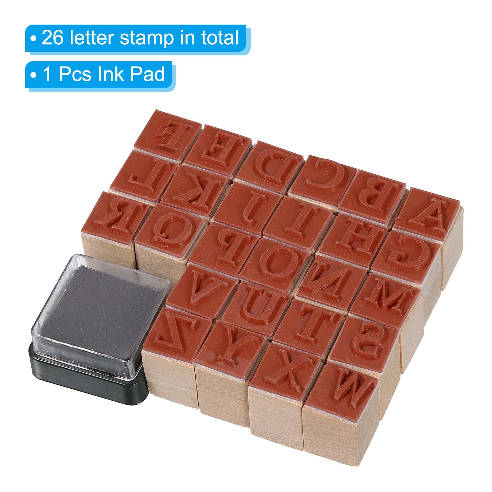 Lot De 54 Tampons Lettres A-Z En Bois - Majuscules Et Minuscules Pour Créations Artisanales