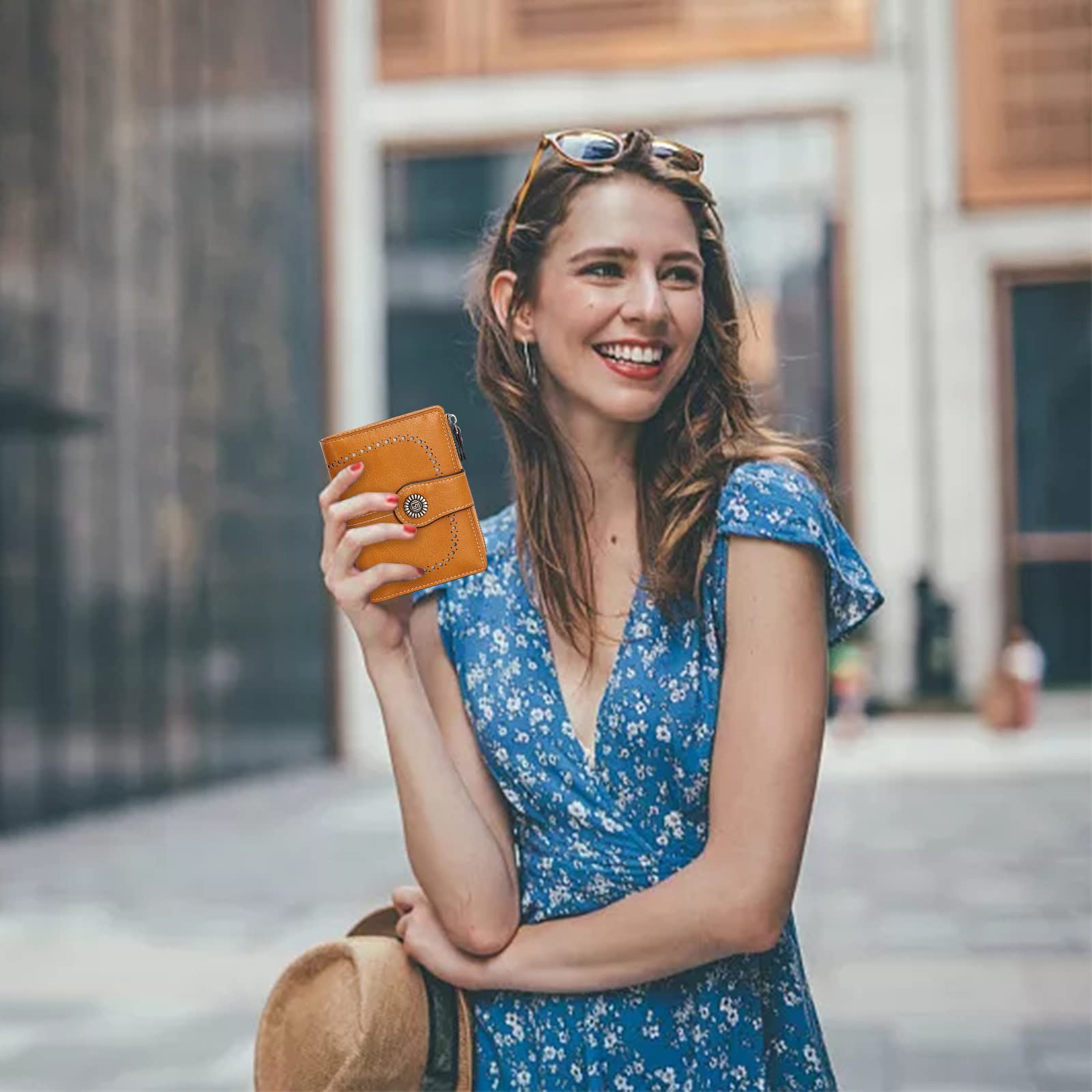 HUA ANGEL Donna Lunga Clutch Portafoglio Grande Capacità Cerniera Portamonete Borsa per Cellulare Pelle PU Pochette da Polso con Multiple Slot per Schede Carte di Credito Contanti Fatture