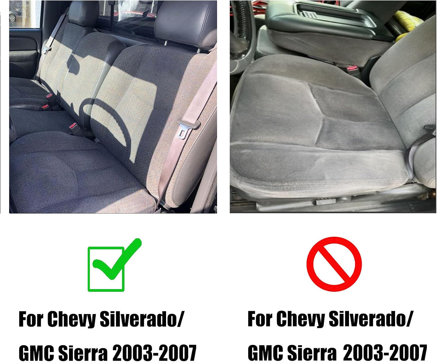 NLQR Front Passenger Side Bottom Replacement Seat Cover Cloth Gray #69C Compatible with Chevy Silverado WT, Work Truck, Single Cab for GMC Sierra 2003 2004 2005 2006 2007