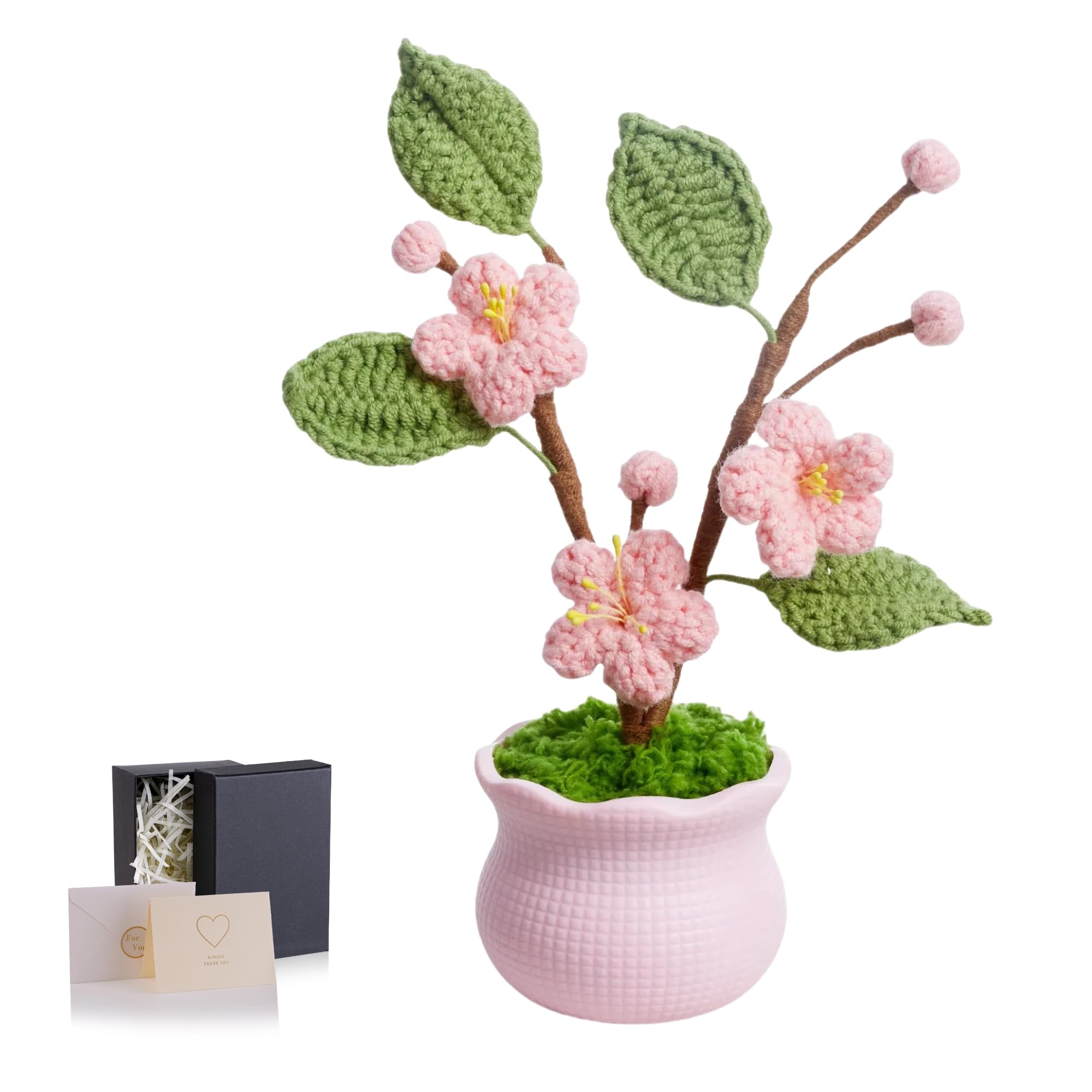 Plantes artificielles en pot de qualité supérieure : fleurs au crochet MAIBAOTA durables