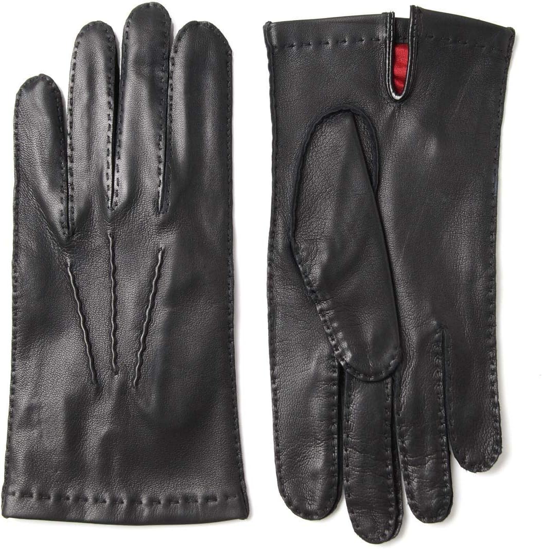 メローラ ペッカリー黒 カシミア赤 革手袋 グローブ MEROLA メローラ
