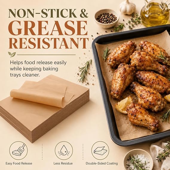 500PCS 30x20cm Baking Paper Sheets Non-Stick Unbleached Parchment Paper for Baking Waterproof Baking Paper Parchment Paper Sheets for Bread Meat Baking Cookies Rosating