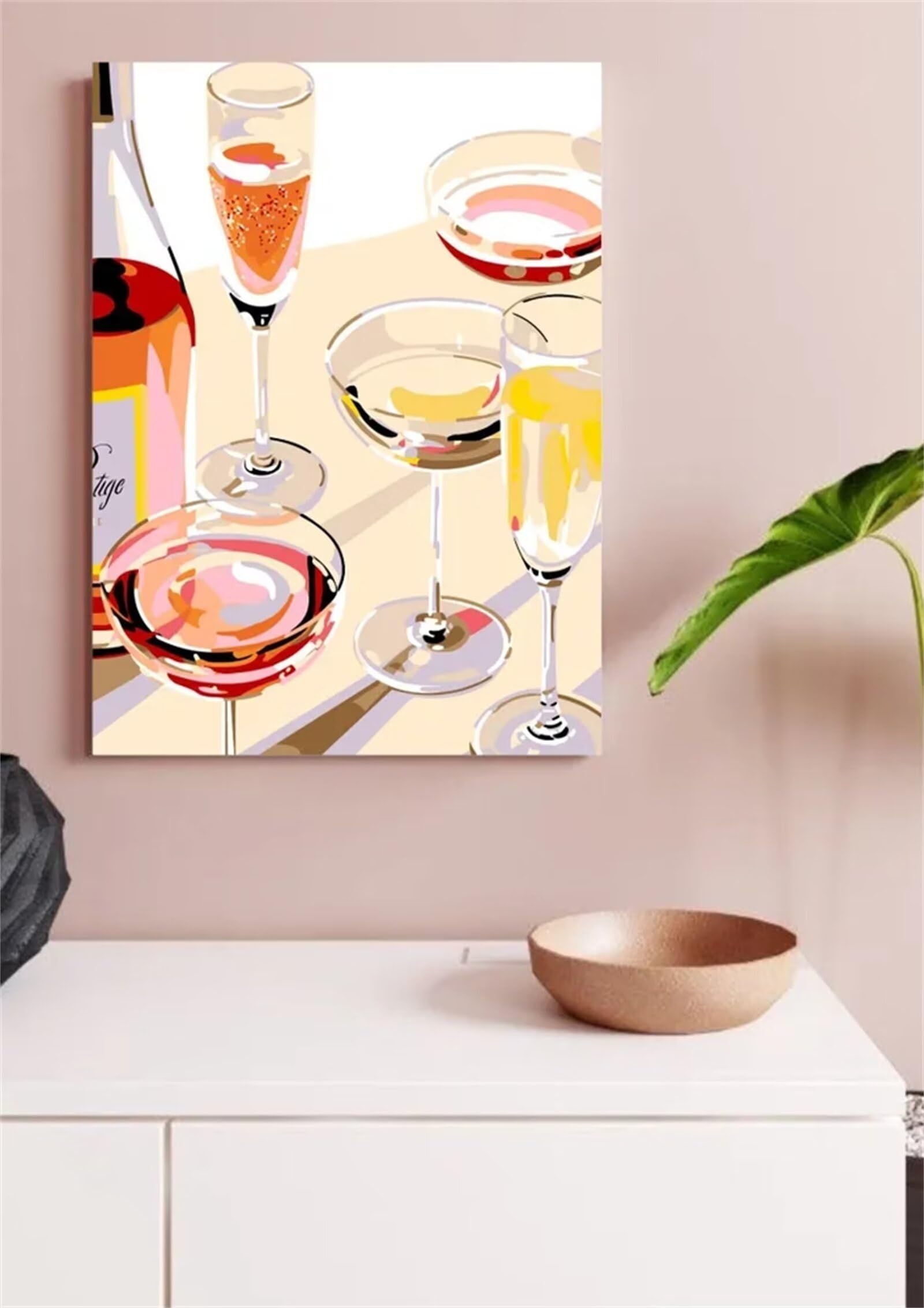 Dipingere con i Numeri Adulti,Bevande Bicchieri Pittura di Numeri a Olio Fai da Te kit di pittura acrilica per adulti Bambini,Con Pennelli e Colori Acrilici per casa Decora Regalo con Telaio,60x75cm