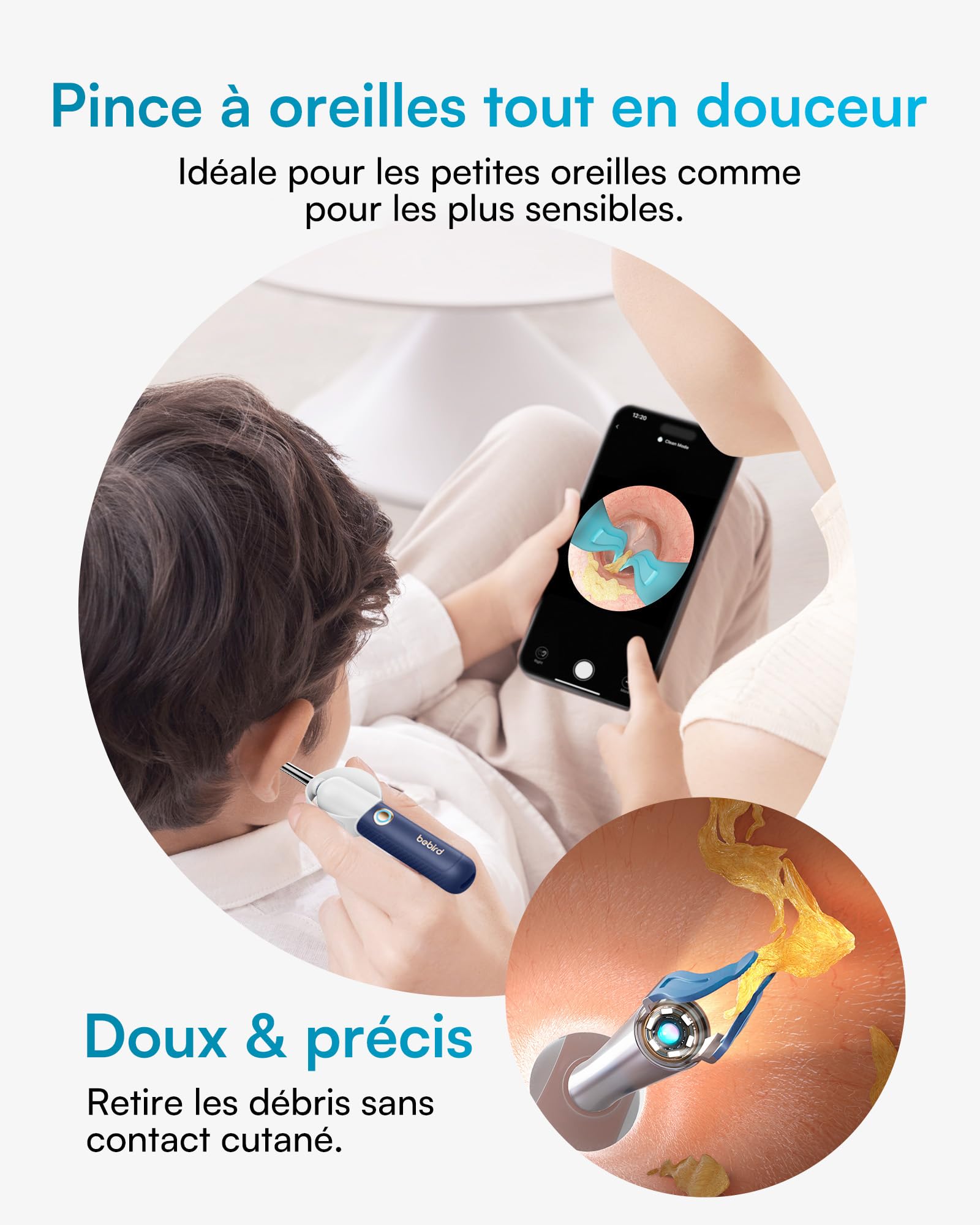 Nettoyeur Oreille Camera 1920P HD Flexible Otoscope avec Pince, Cure Nettoyant Oreille, Outil de Nettoyage d'oreille