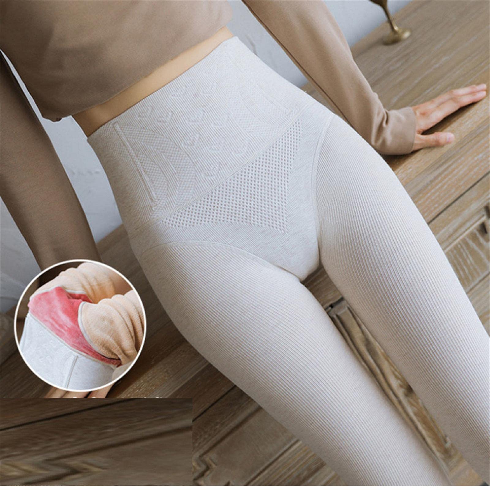 Collant da Donna Collant da Donna in Lana di Lana di Lana in Lana Invernale Ad Alta Vita.-360G Oat White,Full Foot