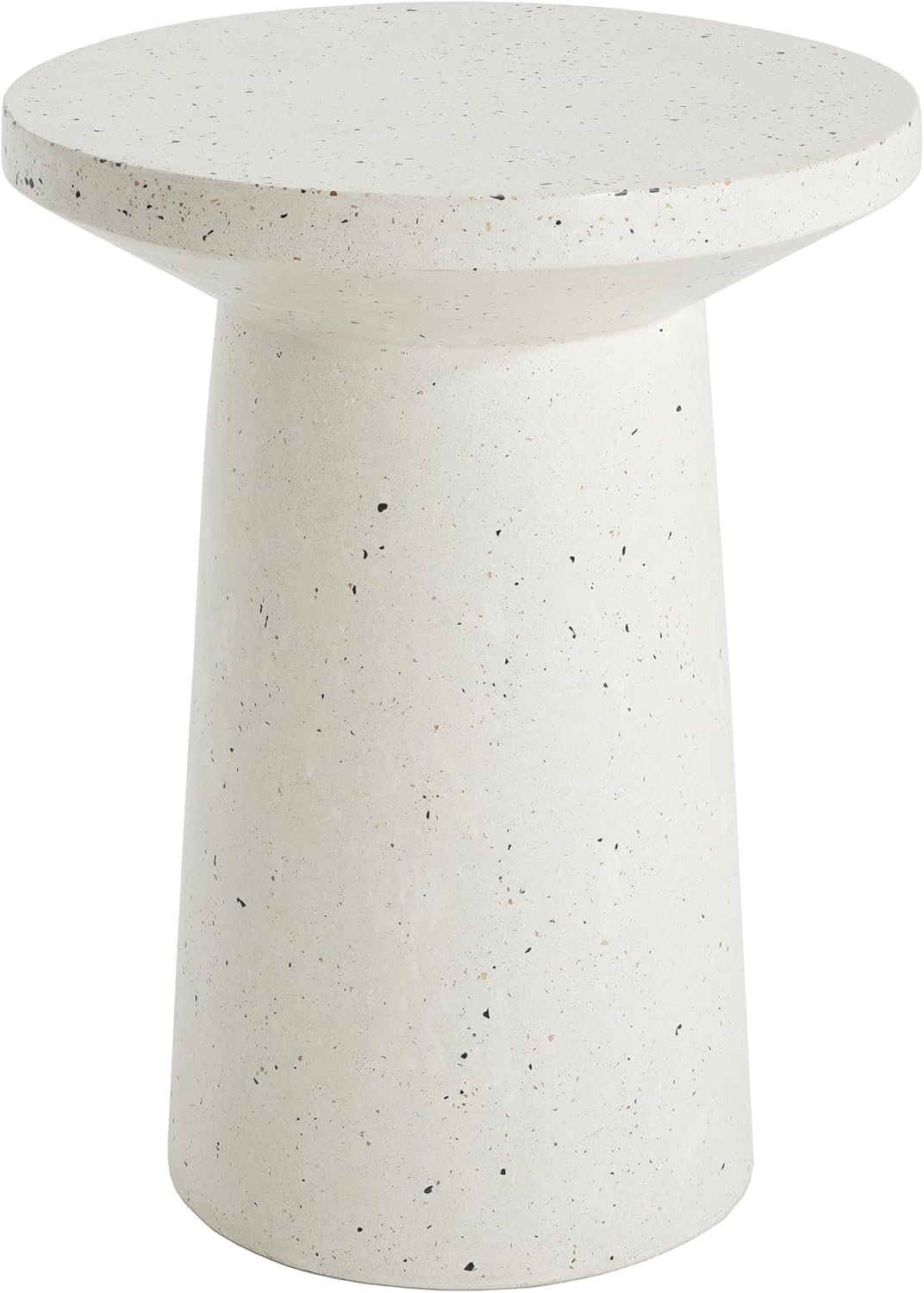 Christopher Knight Home Norvin Patio Lightweight Concrete Terrazzo Coffee Table, Indoor and Outdoor Table for Garden/Backyard/Poolside/Balcony Cafeteria, MGO Outdoor Side Table with No Assembly,White