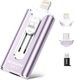 Mini pen drive de interface dupla de 256 GB, sem necessidade de aplicativo, cartão de memória portátil compatível com iPhone, iPad, Android e PC, fácil armazenamento para fotos, vídeos e