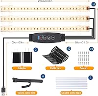 Vista 6 de Tiras de luz LED para cultivo, luces de cultivo para plantas de interior espectro completo 3000K, barra de luz para plantas con temporizador