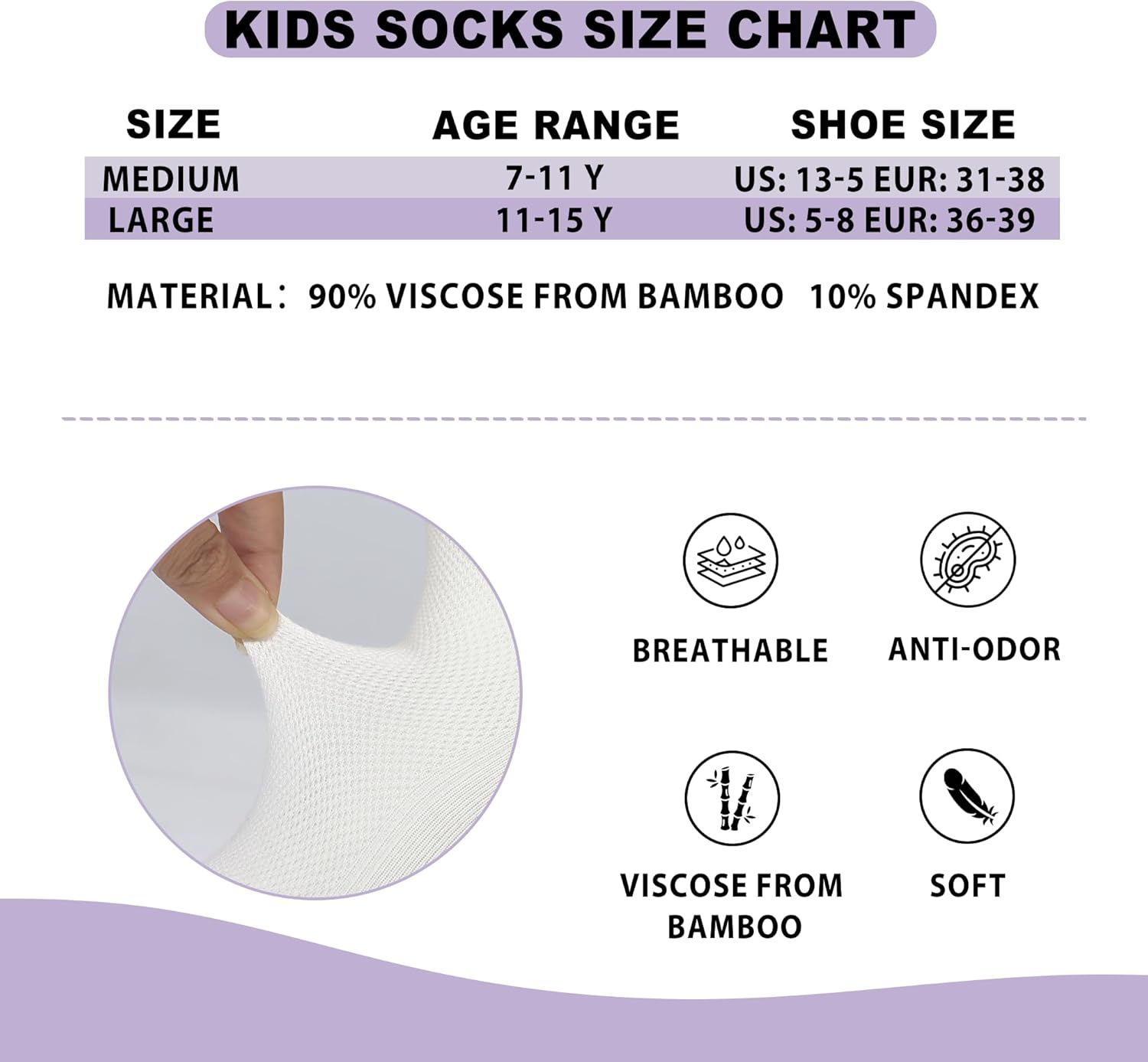 SERISIMPLE Viscose Bamboo Mesh Kids Low Cut Socks Unisex Child Ankle Athletic Socks Soft Breathable Boy Girl 5 Pairs - Image 5