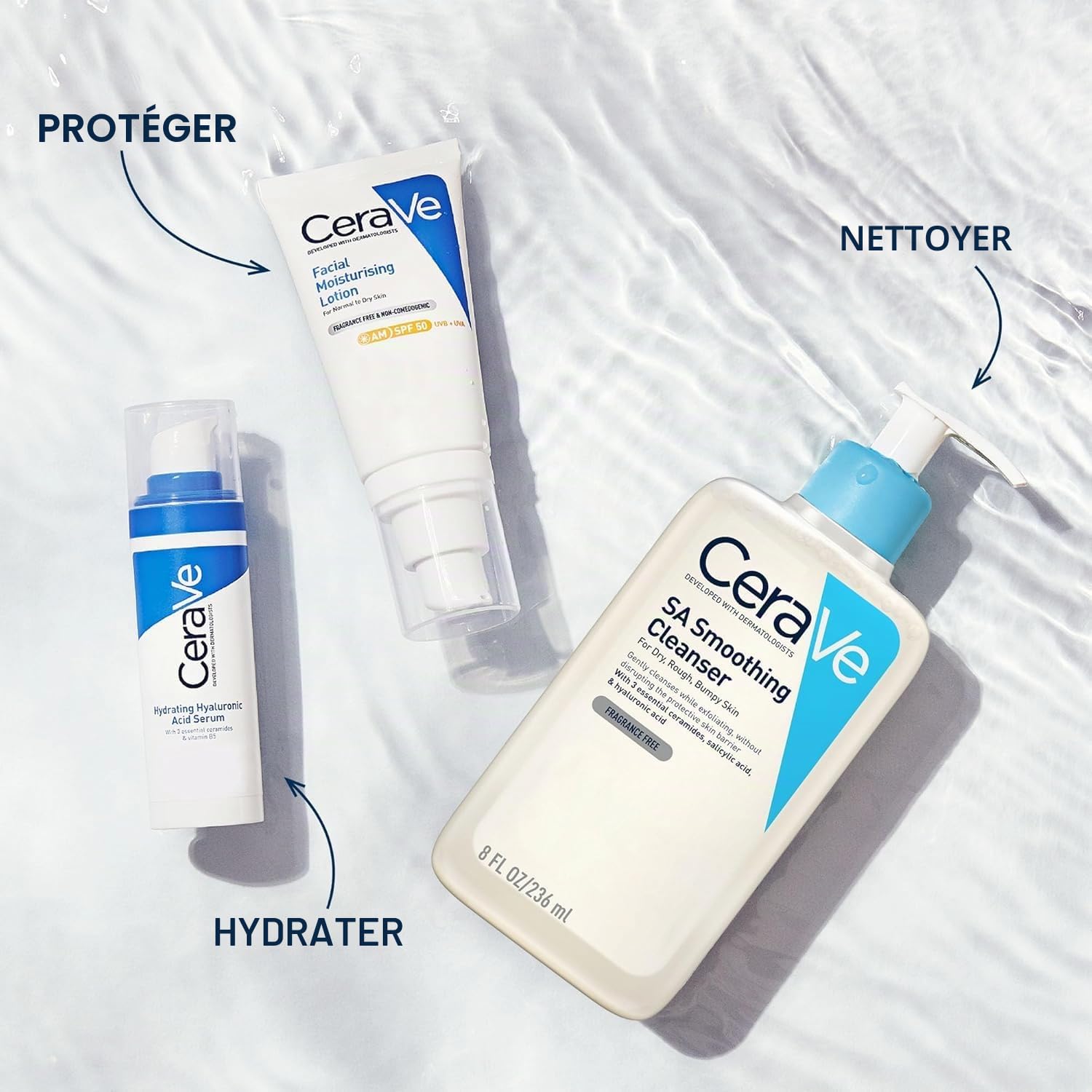 CeraVe SA Lot de 2 nettoyants lissants – Avec acide salicylique, acide hyaluronique et céramides – Nettoyant exfoliant visage et corps pour peaux sèches, rugueuses et bosselées 473 ml