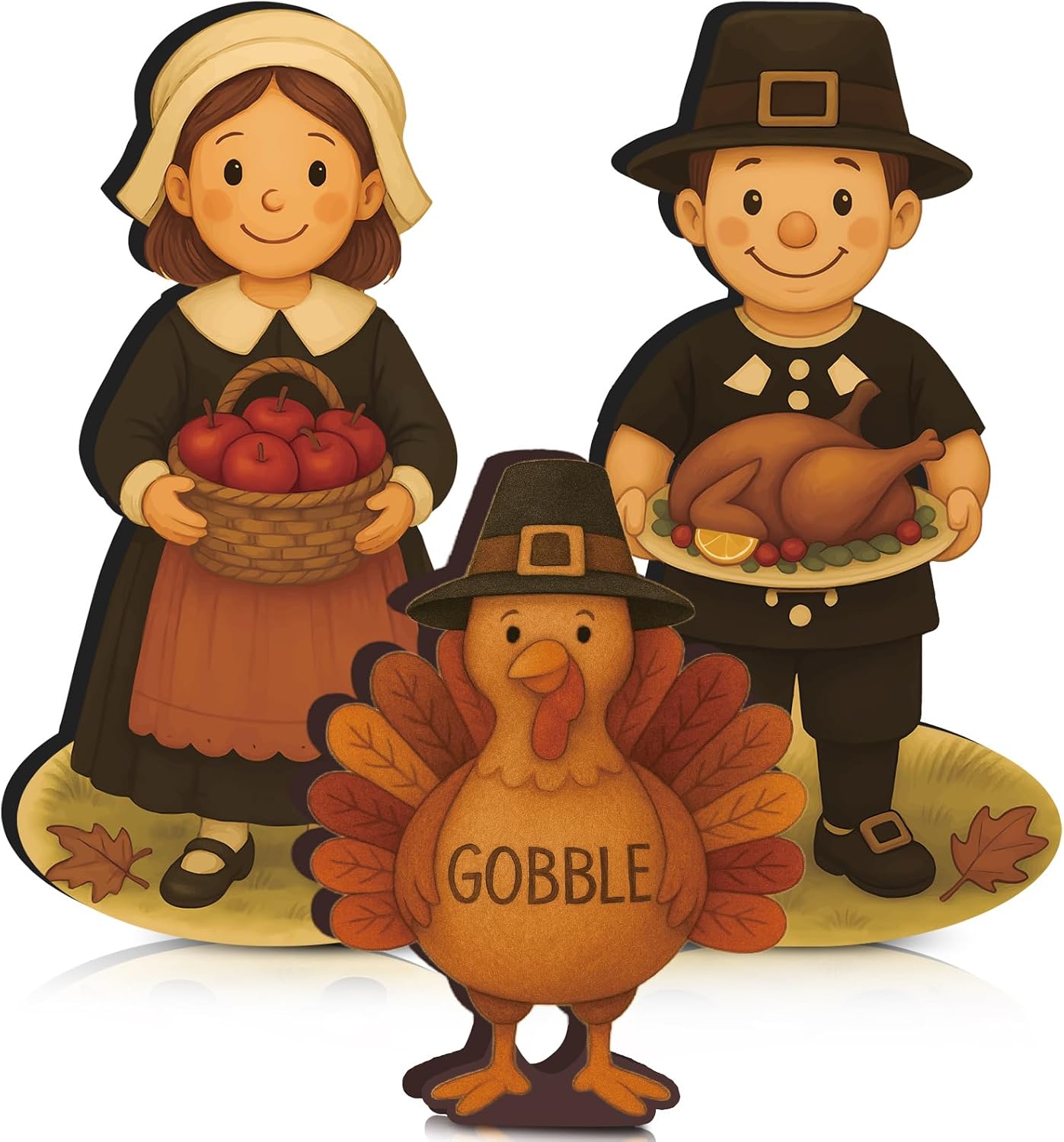 Amyhill 3 Pack Thanksgiving Decor Fall Wooden Pilgrim Couple Turkey Tabletop Decor Thanksgiving Standing Table Sign for Fall Autumn Harvest Home Office Bedroom Kitchen Decorations