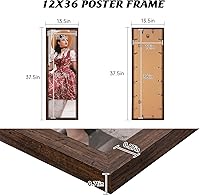 Vista 134 de Dark Brown 12x18 Frame Set of 3 - Rustic Woodgrain 12 x 18 Poster Frame with Plexiglass for Wall Gallery Display, 12x18 Picture Frame for Puzzles